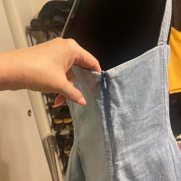 VERONICA BEARD $295 FADE DENIM PEPLUM SQAURE NECK TANK TOP SIZE 12 GUC - Picture 8 of 11